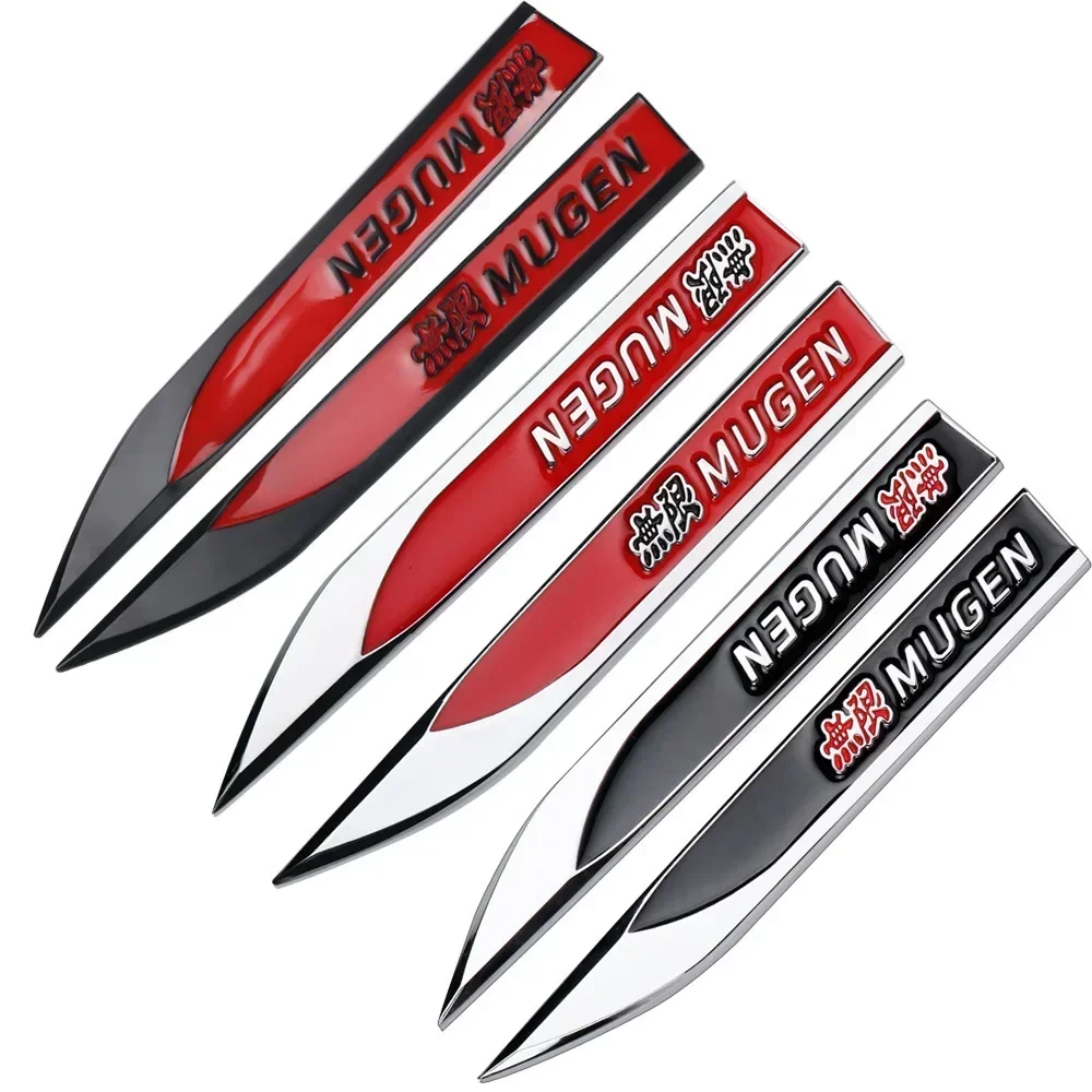2pcs x Metal Mugen Logo Side Fender Emblem Badge Car Body Sticker Decal for Honda Civic City Jazz Accord Crv Fit Insight