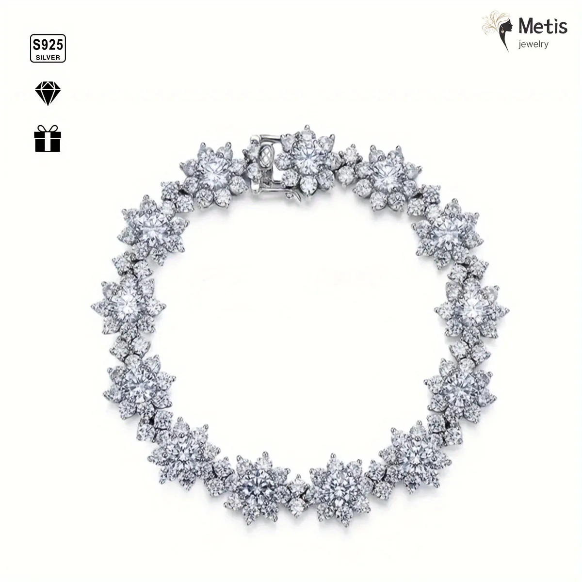 Metis D Color VVS1 Moissanite Bracelet For Women 925 Sterling Silver Diamond Sunflower Bangle Wedding Bridal Luxury Hand Jewelry