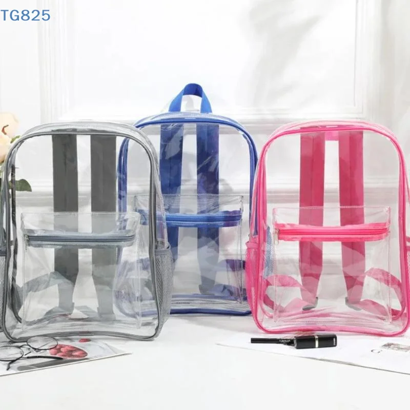 【AN】【AN】Transparent PVC Outdoor Sports Fitness Knapsack Casual Travel Visible Backpack Large Capacity Waterproof Shoulders Bag view 2