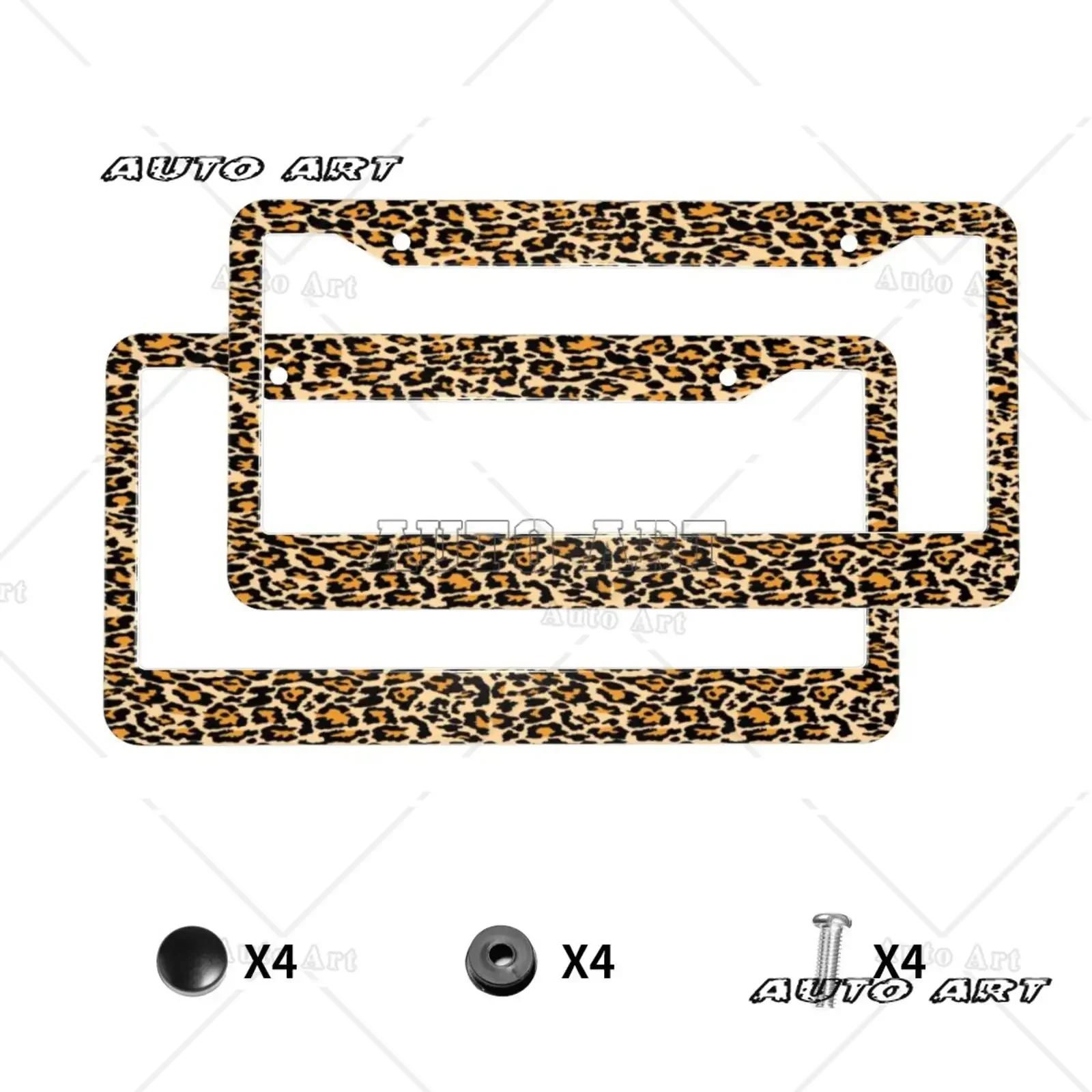 Vintage Spotted Fur Wild Animal Skin Texture Cheetah Print License Plate Frames Car Aluminum Metal License Plate Covers License