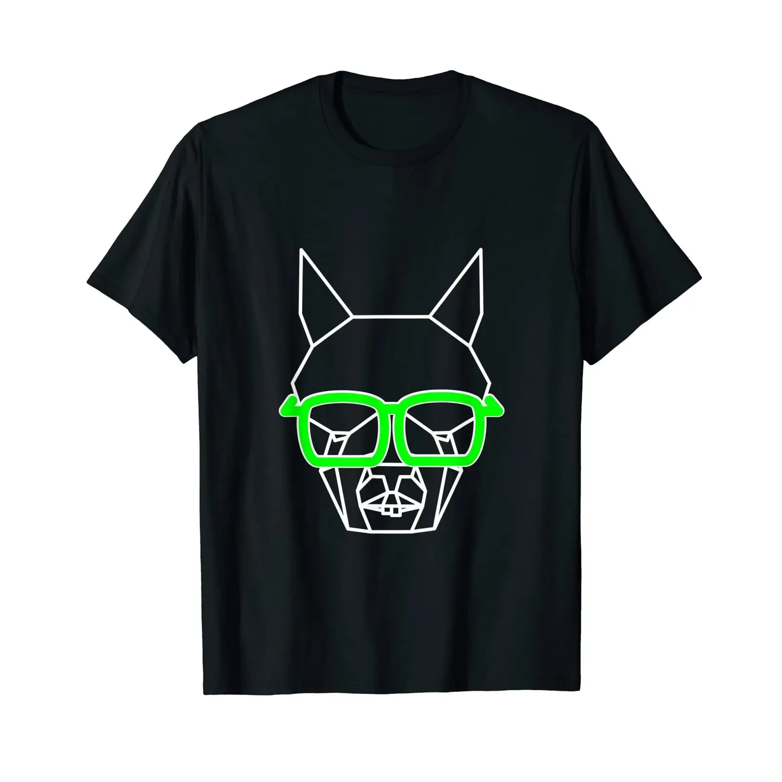 Minimalistisches Polygon-Alpaka mit Nerd-Brille in Grün, Vintage-Waschung, leicht bequem, stilvoll, lässig, grafisch, vielseitig.