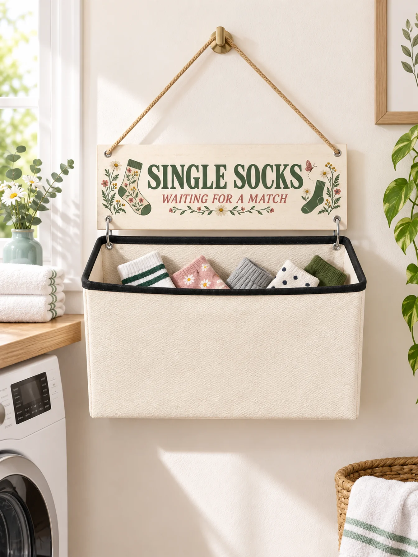 1 wall mounted storage bag for wildflowers in the countryside, wardrobe hanging bag, suitable for underwear, bras, socks, underw