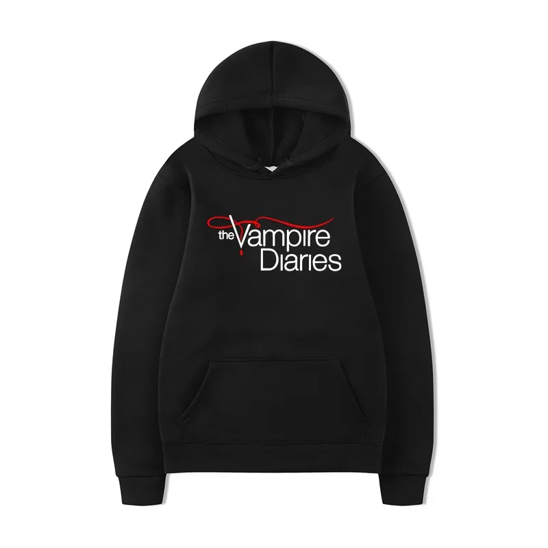 Hoodie Vampire Diaries 2025 Unisex Hoodie Lengan Panjang Jumper Musim Dingin Sweatshirt Hadiah untuk Pacar Mantel Berkerudung Kasual Streetwear