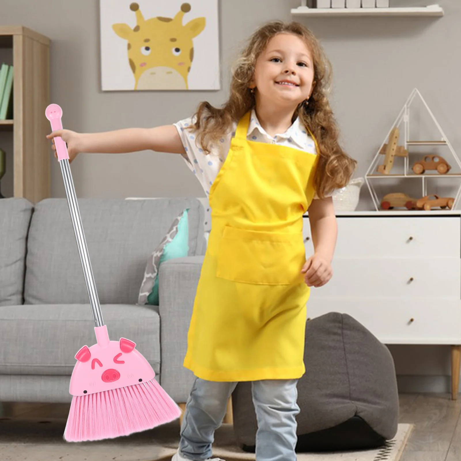 

1Set Broom and Dustpan Set Kindergarten Cleaning Tools Safe for Use Promote Parent- Relationship