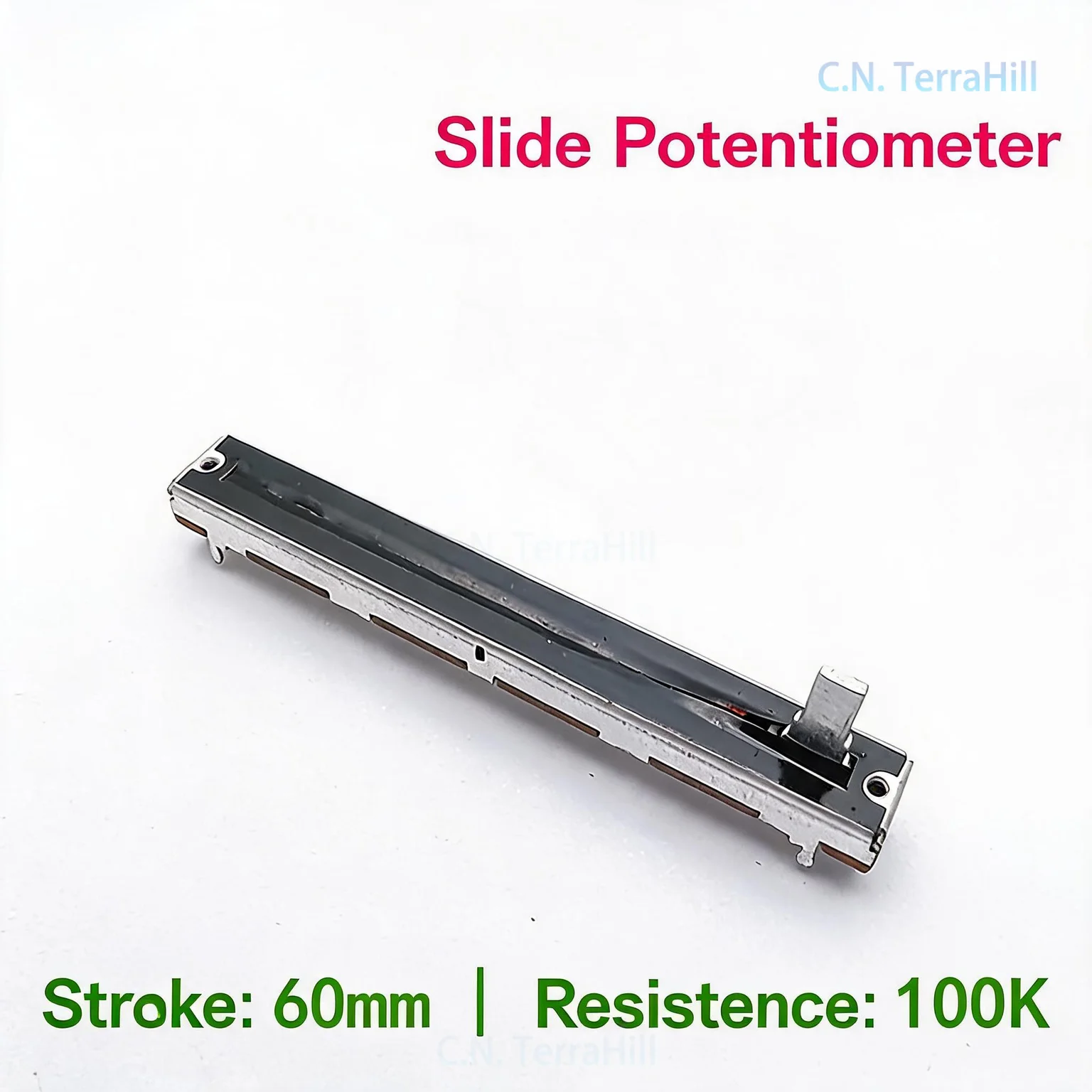 60mm Travel Linear Slide Potentiometer Fader B100K for Mixer Console, Straight Slide Pot with Metal Shaft