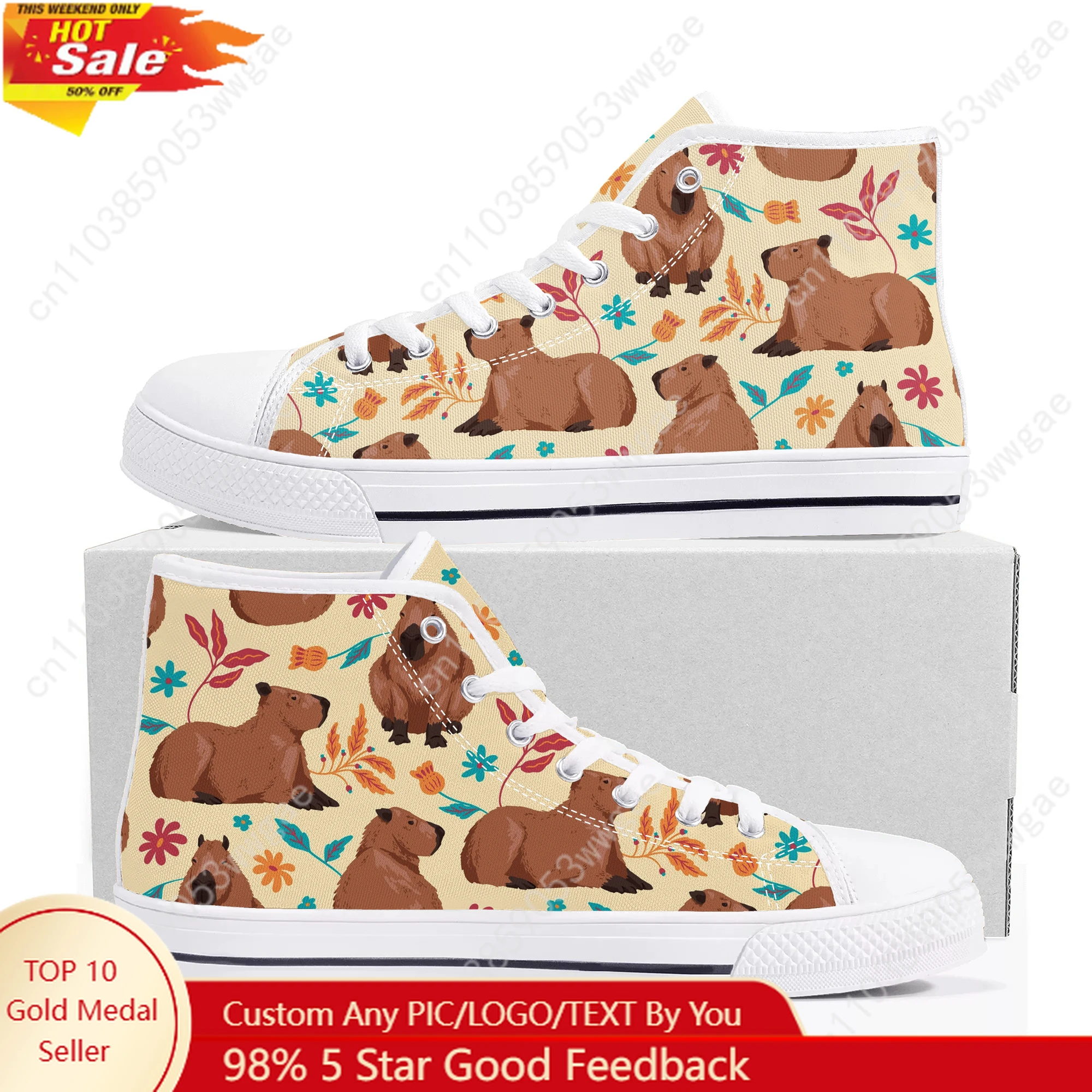 

Capybara High Top Sneakers Mens Womens Teenagers High Quality Canvas Sneakers Comfortable Casual Couple Shoes Customized Shoes