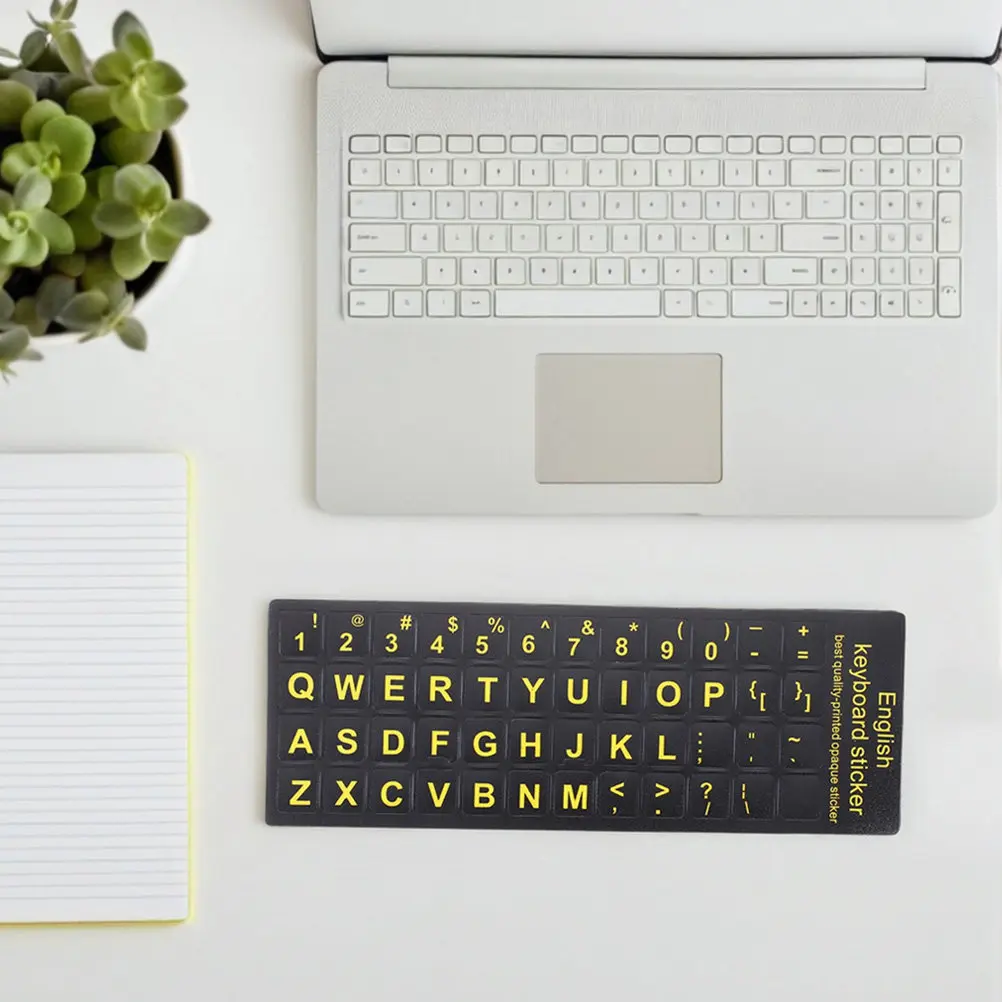 2Pcs Keyboard Replacement Stickers English Alphabet PVC Surface Comfortable Texture Non Slip for Laptop Desktop Typing