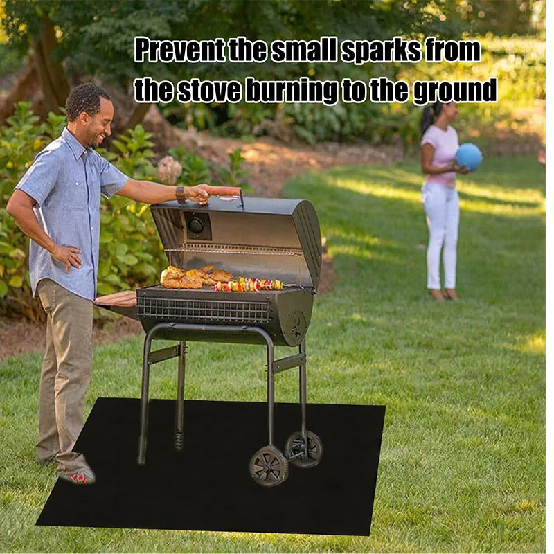 Fireproof Mat for Fireplace and Brazier Fireproof Mat Camping BBQ Fireproof Mat Fire Pit Pad Grill Splatter Heat Resistant Rug