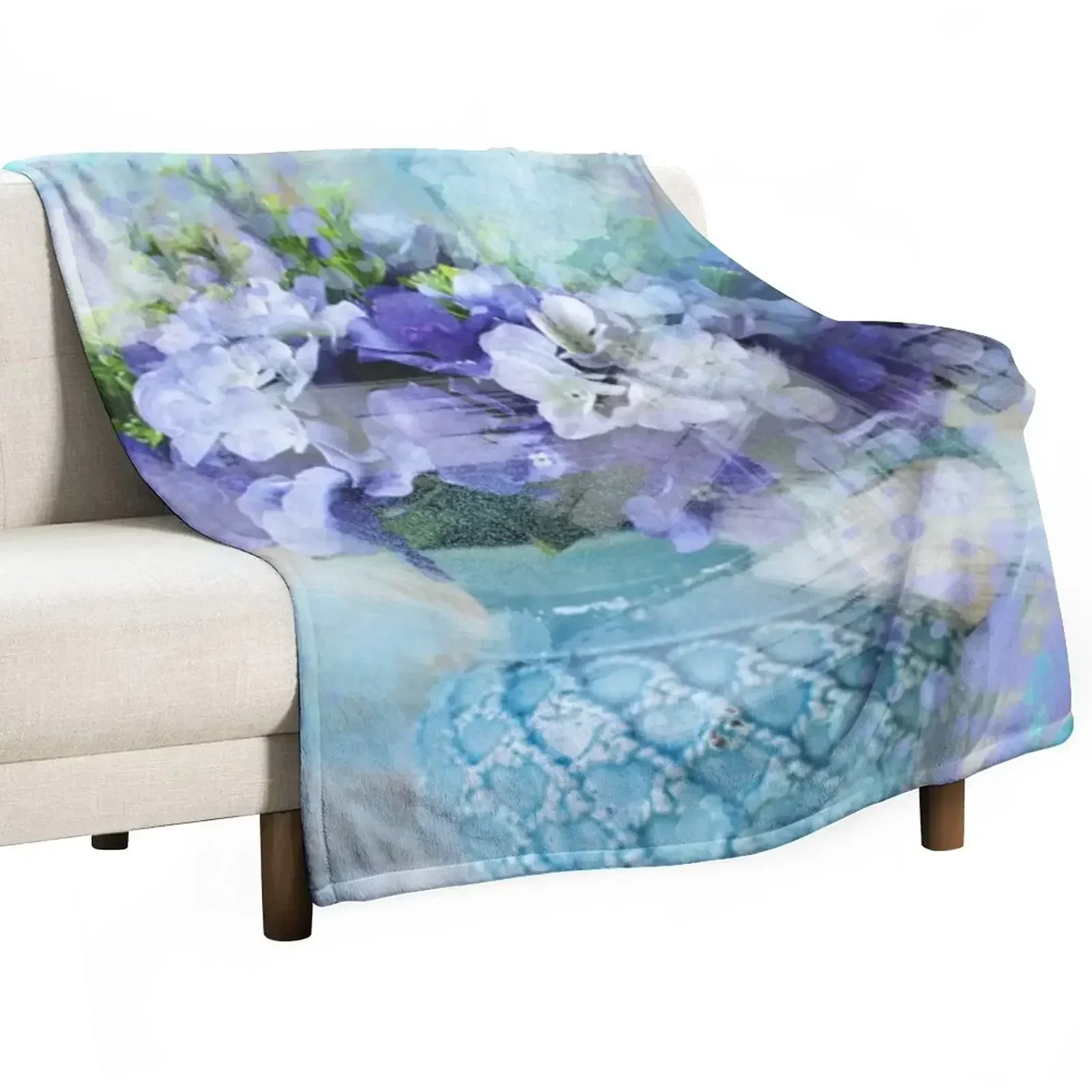 

New shabby chic french country blue purple iris flower Throw Blanket wednesday Decoratives blankets and throws Blankets