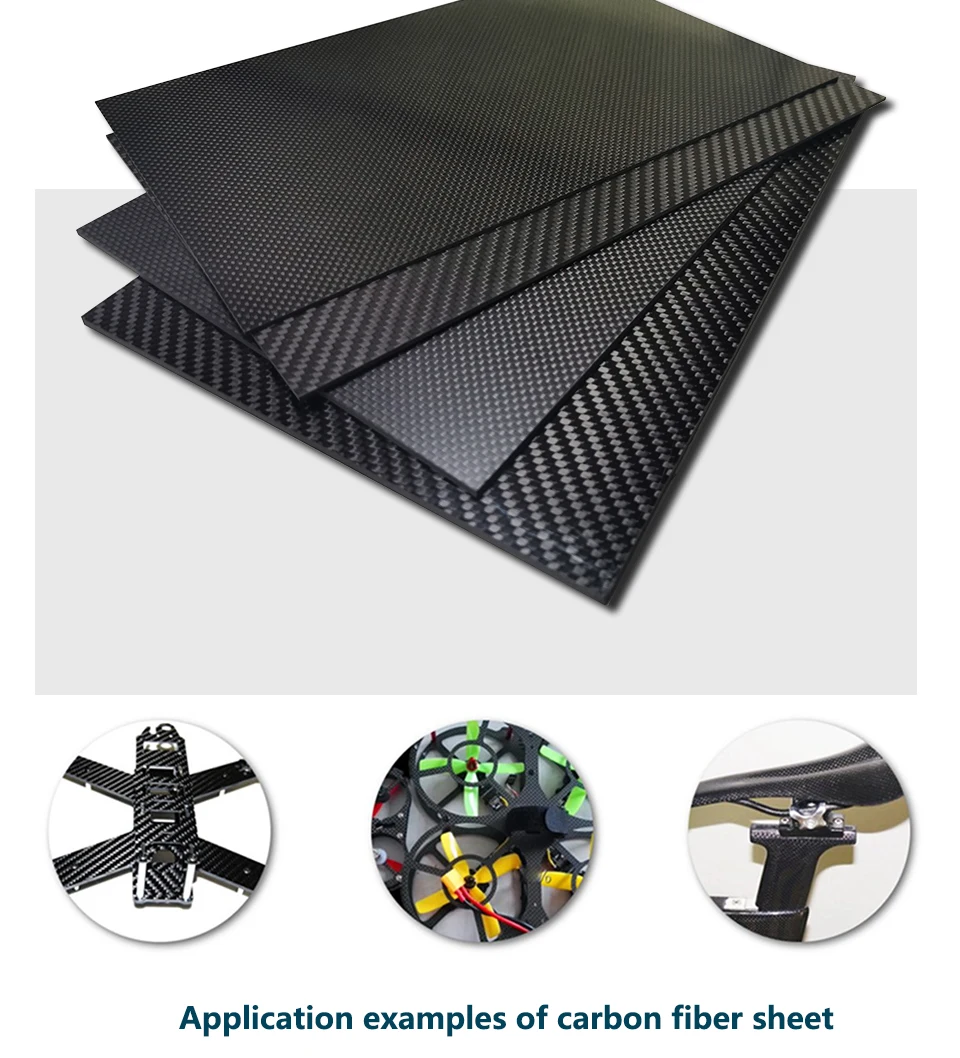 400x500mm Thickness 0.2 0.4 0.5 0.6 0.8 1.0 1.2mm Full 3K Carbon Fiber Board Sheet Panel For RC Model