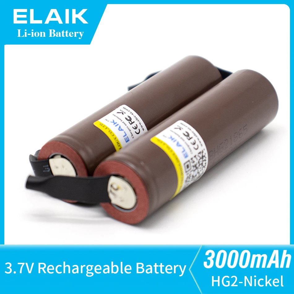 

HG2 18650 3000 мАч аккумулятор 18650HG2 3,6 В разряд 20 А, предназначенный для аккумуляторов HG2 + никель «сделай сам»