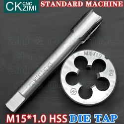 M15*1 M15X1 Straight Handle Standard Machine Die Tap Right High Speed Steel Wire Tapping Drill Round Die Metal Tap Die Set Tools