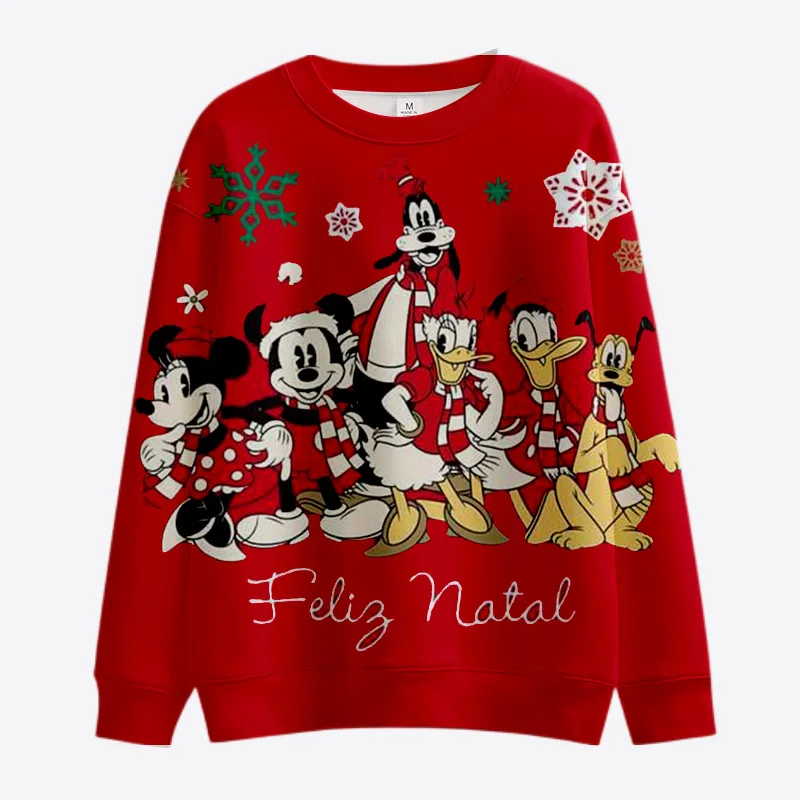 2024 Autumn Harajuku Crew Neck Casual Women\'s Long Sleeve Sweatshirt New Merry Christmas Mickey Minnie Boys Girls Cute Tops y2k