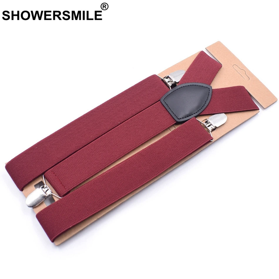 SHOWERSMILE Nâu Treo Áo Rộng Áo Quần Người Lớn Nẹp Cho Quần Burgundy Cưới Quần Tây Công Sở Dây Plus Kích Thước 120Cm