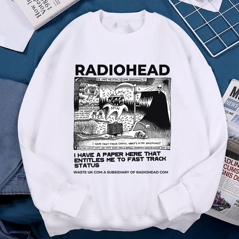 Funny Radiohead Print Clothing Men Women Hip Hop Loose Hoody Vintage Sweater Sweatshirt Autumn Fleece Fleece Sweater Couple