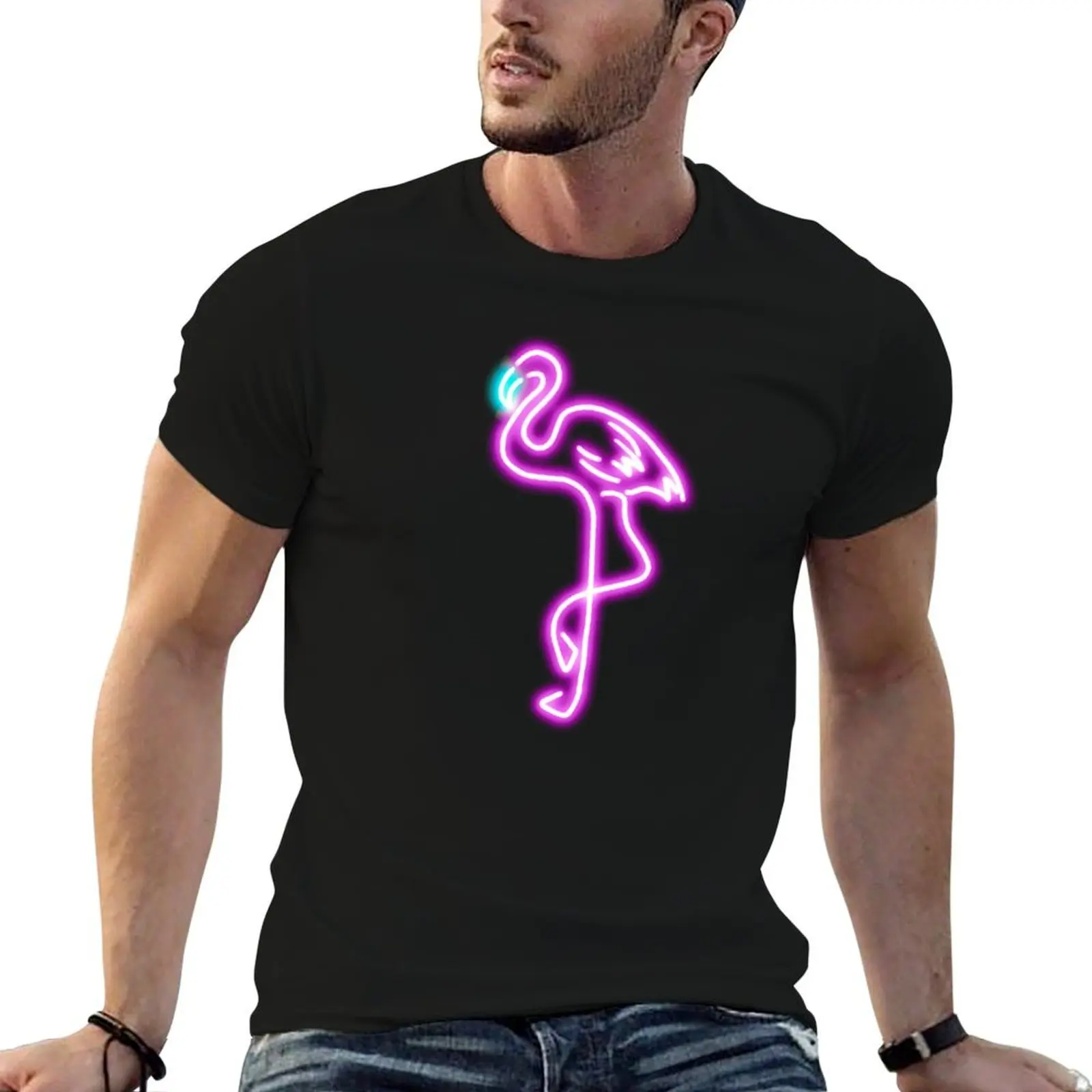 

Neon flamingo T-Shirt vintage t shirts Aesthetic clothing mens graphic t-shirts big and tall