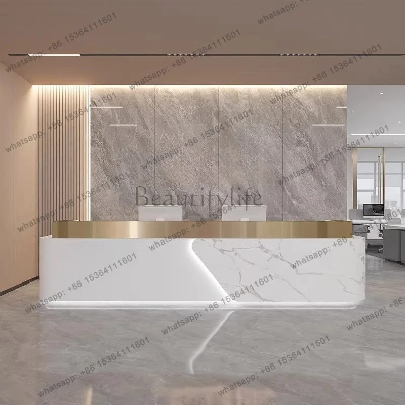 XX.Restaurant Shop Reception Desks Welcome Display Curved Bar Customer Reception Desks Sales Checkout Mostrador Lounge Furniture
