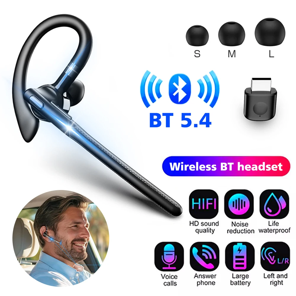 

Наушники Bluetooth 5.4, беспроводная гарнитура, двойной микрофон, бесшумные наушники CVC8.0 с шумоподавлением, наушники громкой связи