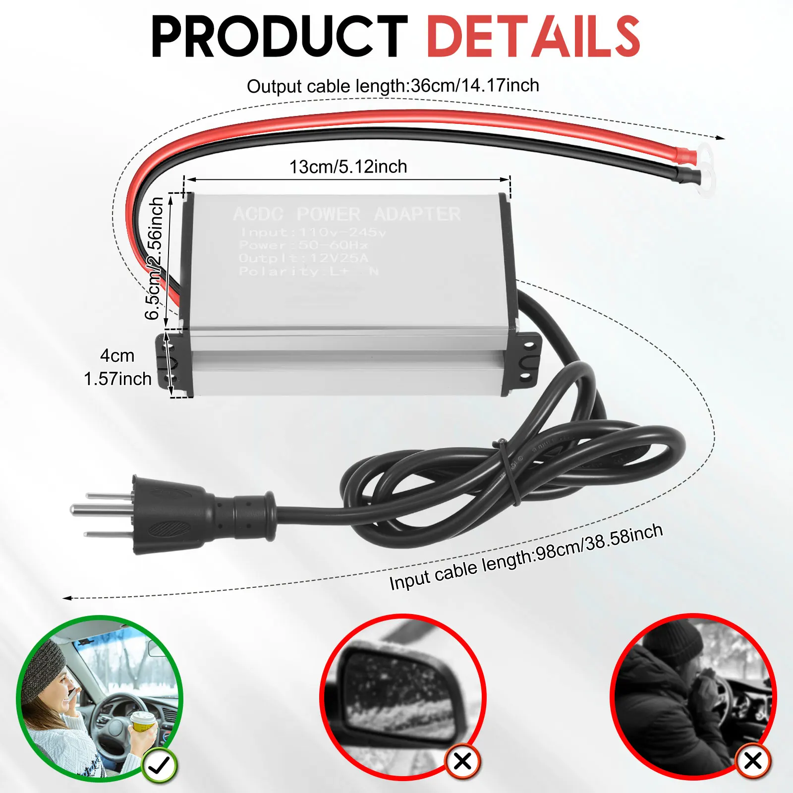Power Converter Adapter for Diesel Air Heater AC 110-245V Multiple Safety Mechanism Power Supply Transformer Adapter for SUV RV