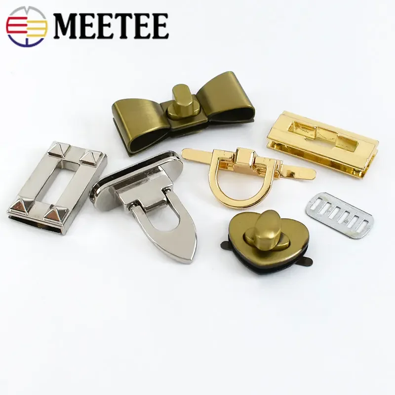 2Pcs Meetee Bag Clasp Clip Buckle Metal Turn Lock Closures for Handbag Purse Hardware Clasps Making Supplies Accessories