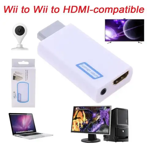 Wii to HDMI Converter Wii2HDMI 1080P HD Video Audio Adapte Plug and Play Wii Console to HDMI Cable with 3.5mm Audio Jack