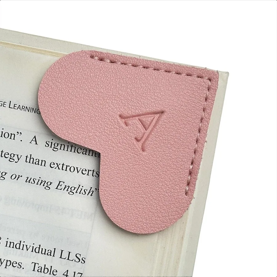 Personalized Leather Heart Bookmark with Initial Cute Letters Custom Corner Book Mark for Reading Women Teacher Student Book Lo