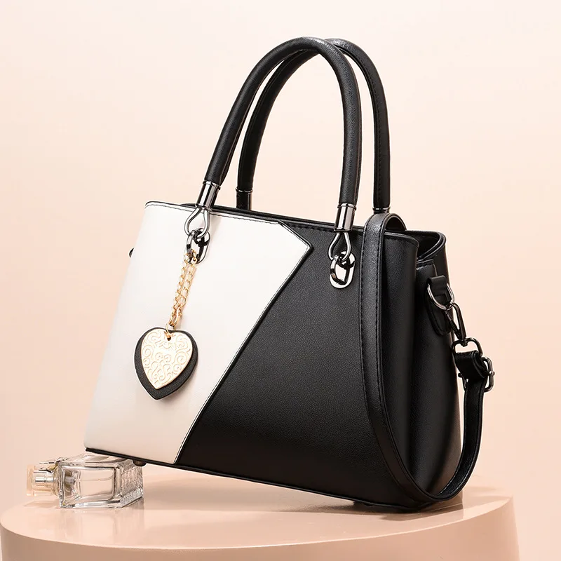 Women's color blocking Handbag Large Capacity Soft Leather Shoulder Bag Fashion Elegant Women's Crossbody Bag