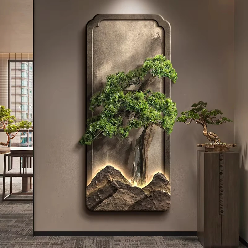 LED light Welcome Pine New Chinese Hallway Decorative Painting Corridor Hanging Painting Advanced Sense Entrance Door Mural Ligh
