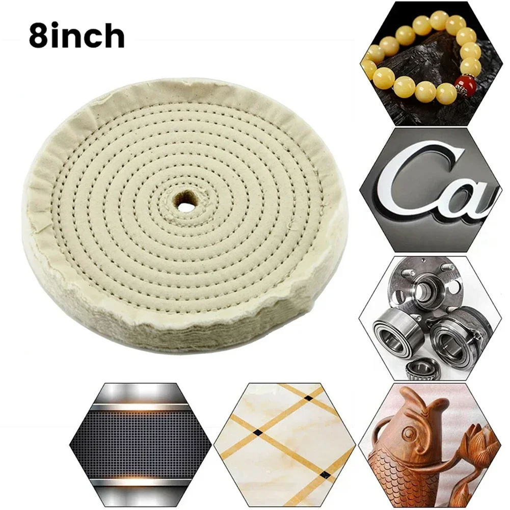 

8" Spiral Sewn Stitch Cotton Buffing Wheels, Polishing Cloth Wheel Polishing Wheel Metal Polishing Buff Pads Jewelry