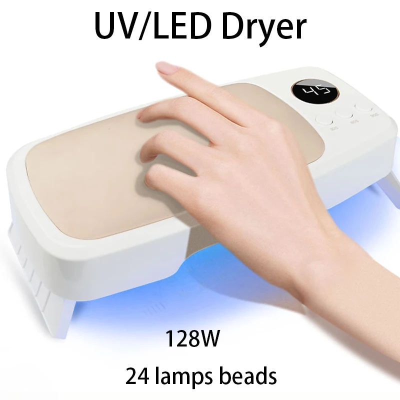 128w 24leds ongles sèche - linge lumière gel polissage séchoir à durcissement rapide pliant ongles accoudoir oreiller grand espace manucure lumière Équipement