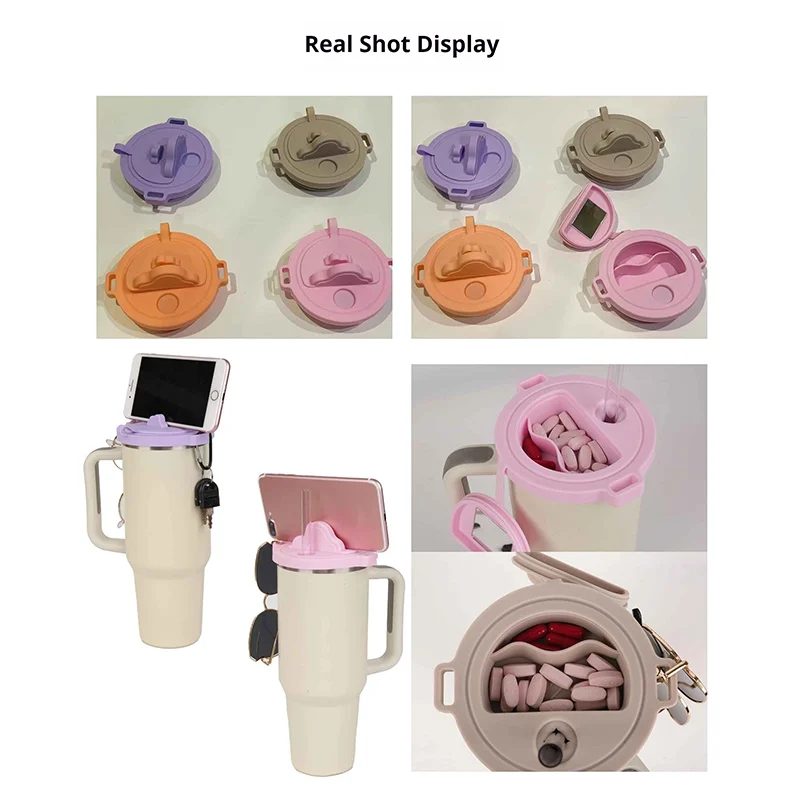 40 Oz For Stanley Thermal Water Bottle Cover Multifunctional Phone Holder Coffee Cups With Mirror Tumbler Lid Cups Accessories