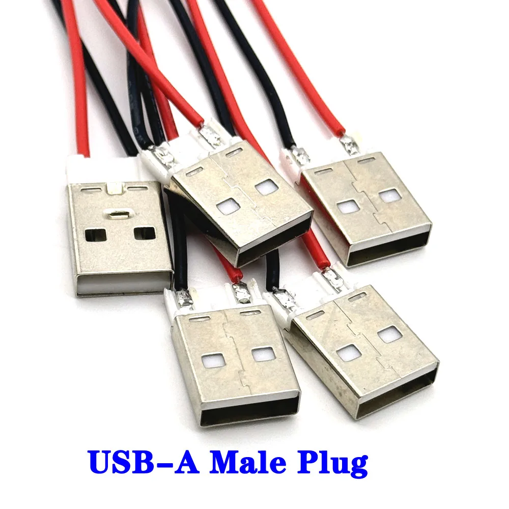 

USB 2.0 Male Plug 2pin Bare Wire USB Power Cable DIY Pigtail Cable For USB Equipment Installed DIY Replace Repair Small Fans