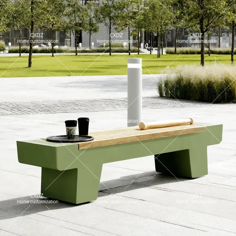 Outdoor Stainless Steel Flower Box Seat Integrated Square Planter Bench Partition Leisure Furniture Simple Customizable