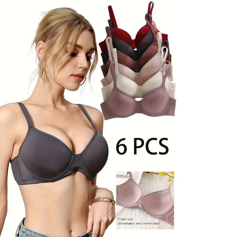 

6 упаковок бюстгальтеров для женщин, бюстгальтер пуш-ап с застежкой сзади, чашка B C D, сексуальное нижнее белье, женский бюстгальтер, нижнее белье, бюстгальтер без косточек с регулируемым ремешком