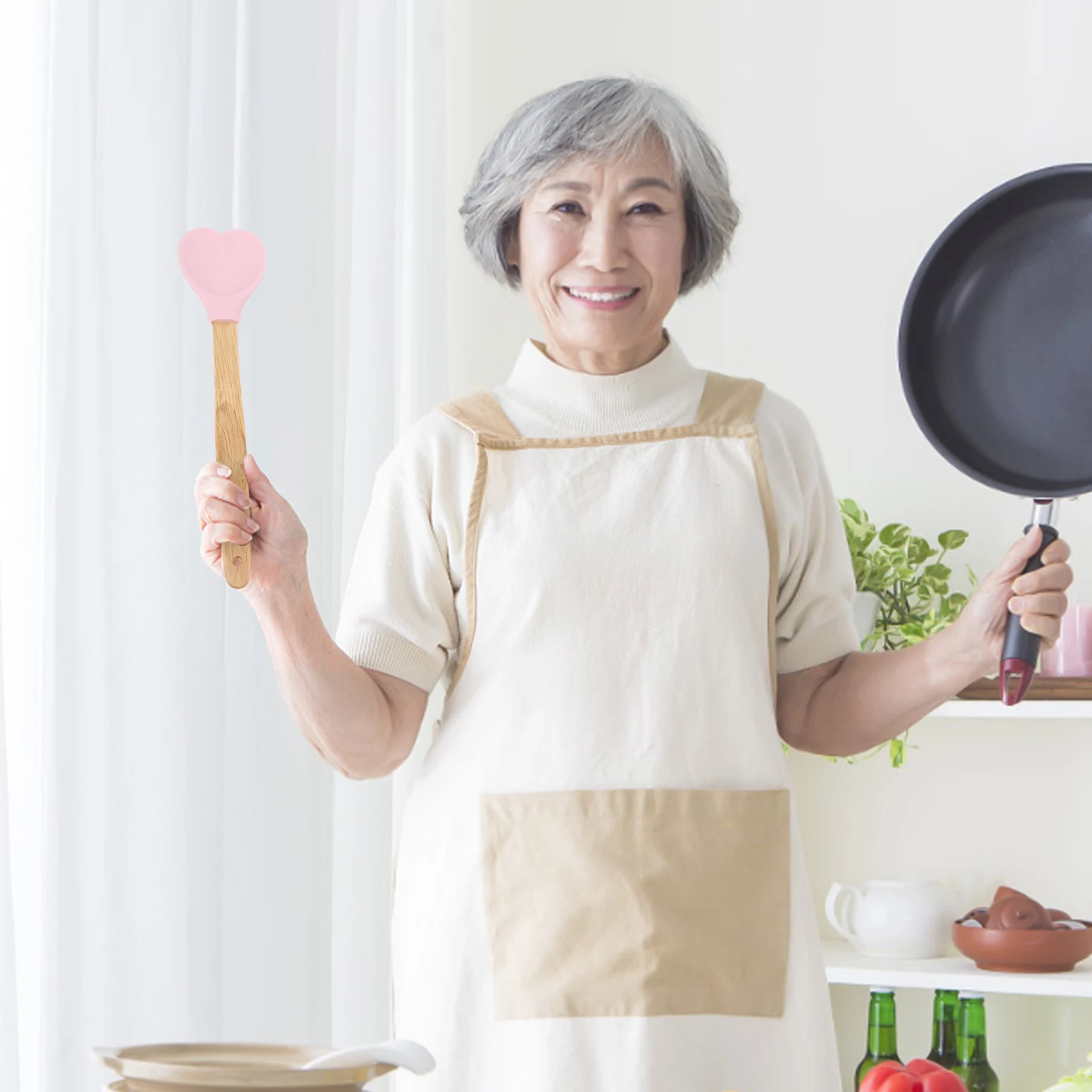 

4pcs Silicone Stirring Spoon Heart Shaped Non-Stick Mixing Spoon For Cooking Kitchen Tools Household Restaurant Use Kitchen