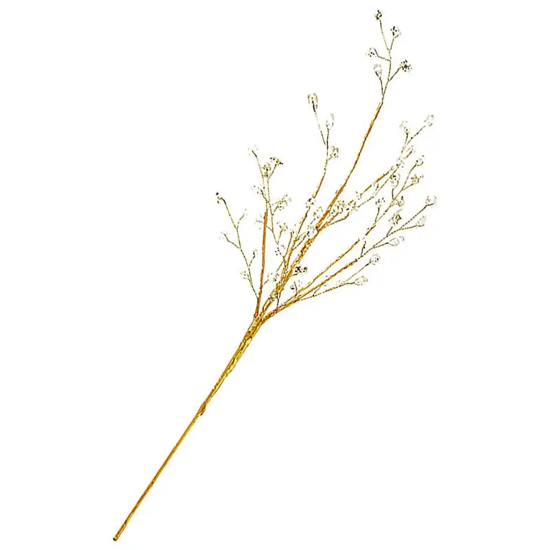 

Christmas Tree Glitter Branches Golden Stem Ornaments Holiday Atmosphere Scene Layout Glitter Berry Stems For Tree Wreath Crafts