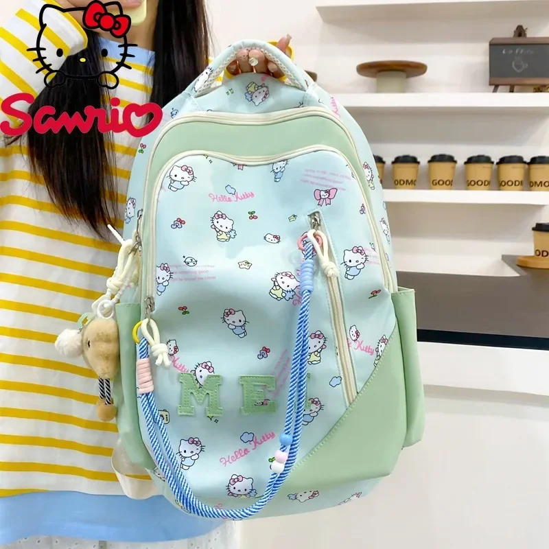  Hello Kitty Student School Bag Cute Backpack Large Capacity Simple Messenger Bags Commuter Outdoor Women's Backpack