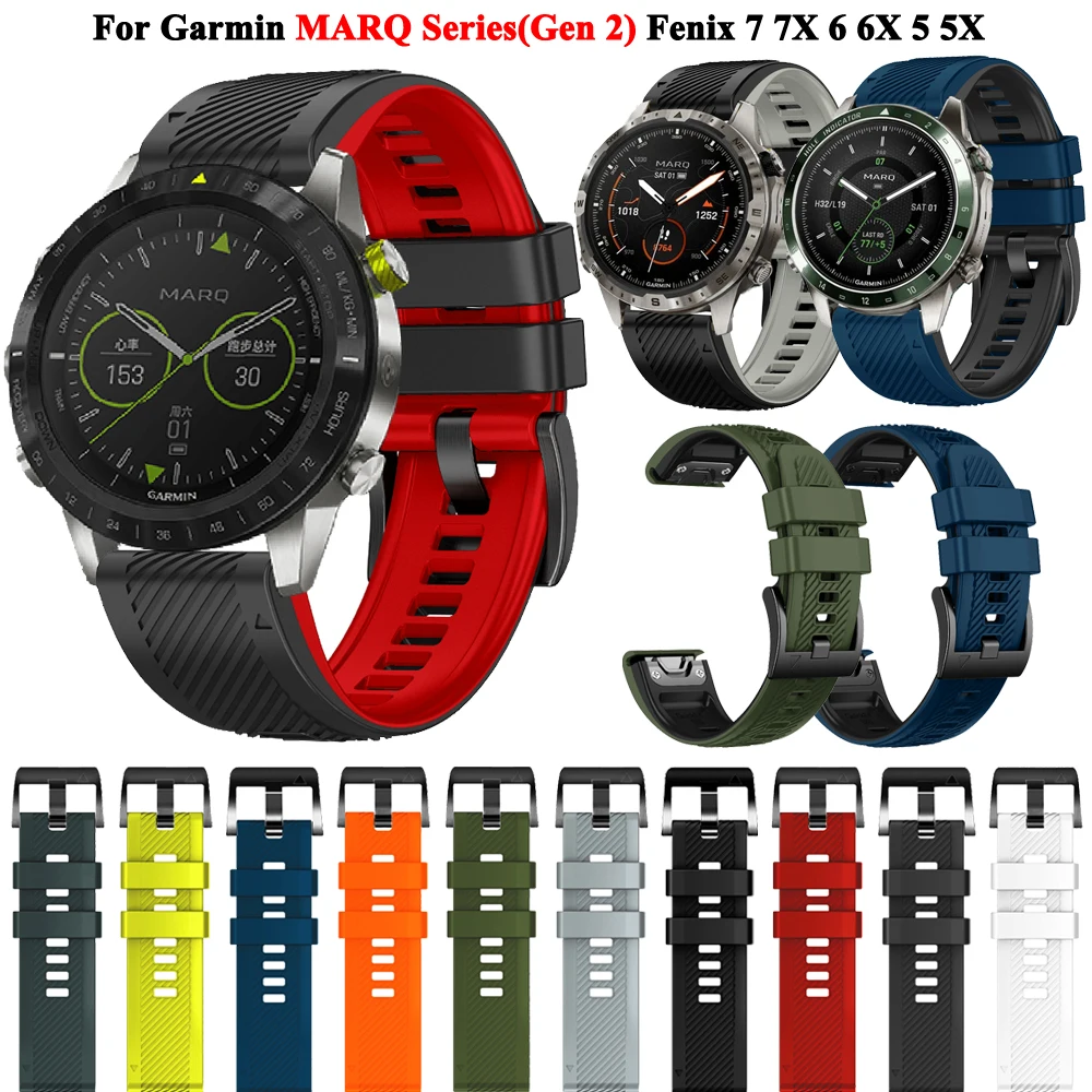 22 26MM Quick Fit Silicone Strap For Garmin MARQ Adventurer/Captain/Athlete/Golfer Epix Pro (Gen 2)Fenix 7 7X Bracelet Wristband