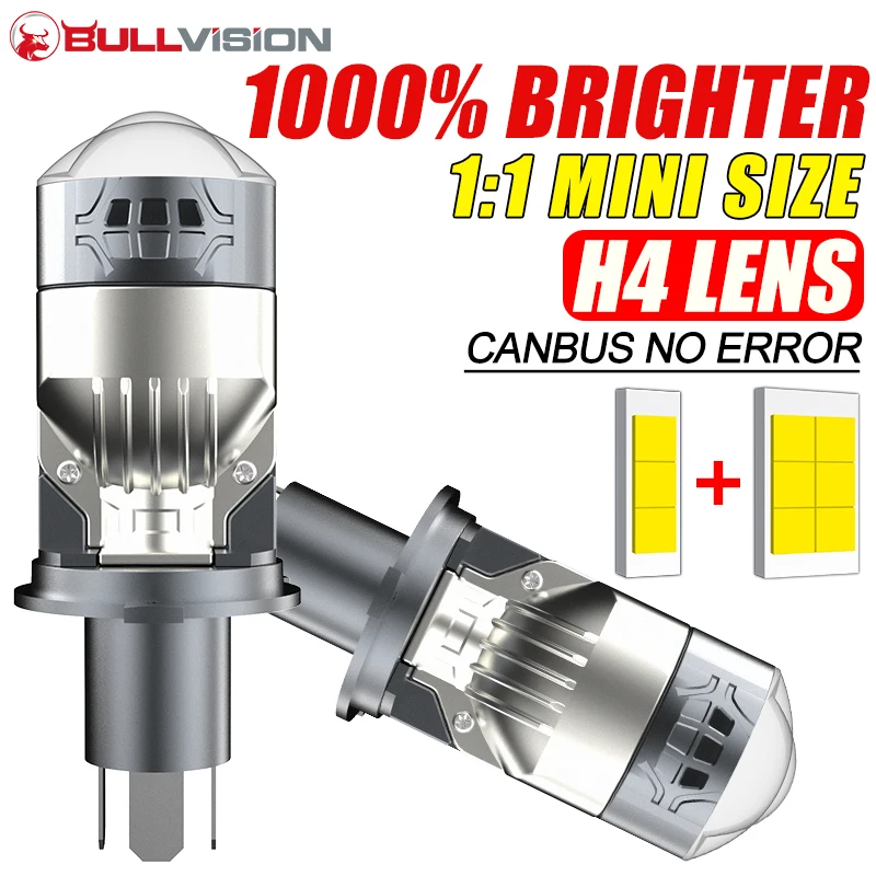 Bi LED H4 Projector Lens 800000LM Mini Car Bulbs 2000W Canbus Auto Motorcycle Turbo Lamps Dual High Low Beam 12V 24V Plug&play