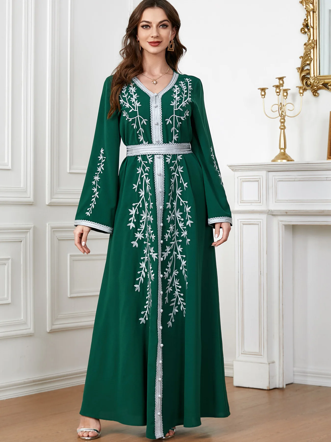 

Embroidery Muslim Women Maxi Dress Dubai Turkey Kaftan Moroccan Robe Party Gown Islamic Jalabiya 2024 Eid Ramadan Caftan Abaya