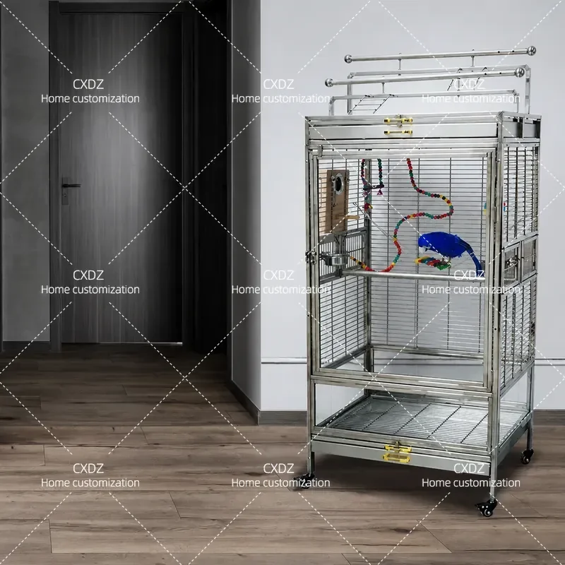 304 Stainless Steel Splash Proof Solid Steel Rod Large Bird Cage Villa Oversized Space Parrot Cage