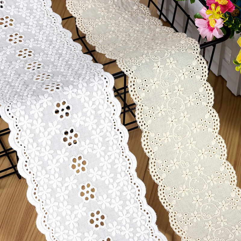 Handmade Lace Accessories for Clothing, Hollowed Out Flower, DIY Home Textile Bilateral-Cotton Lace Trimming, 100% Cotton