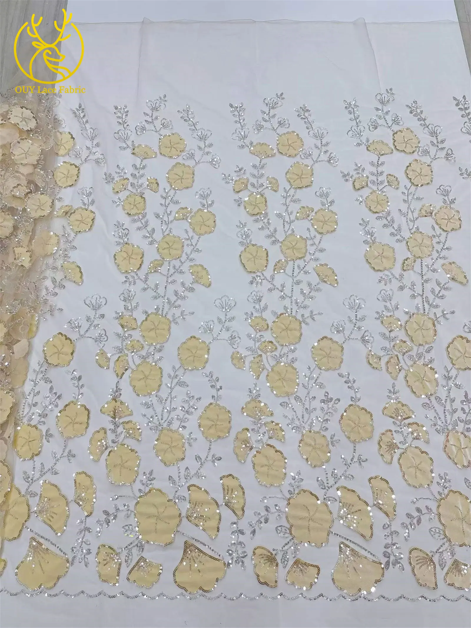 2026 Neuer Stil Afrikanischer Samt-Stickerei-Pailletten-Spitzenstoff Französischer Mesh-Tüll-Spitzenstoff für nigerianische Hochzeitskleider – Detail 26