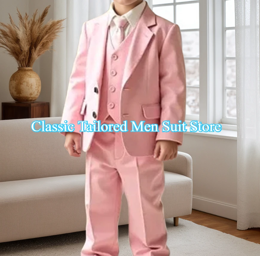

Newest Kids Suit Set 2-14 Years Single Button Boy's 3 Pieces Formal Suits Blazer Vest Pants Wedding Guest Tuxedo Piano Suit