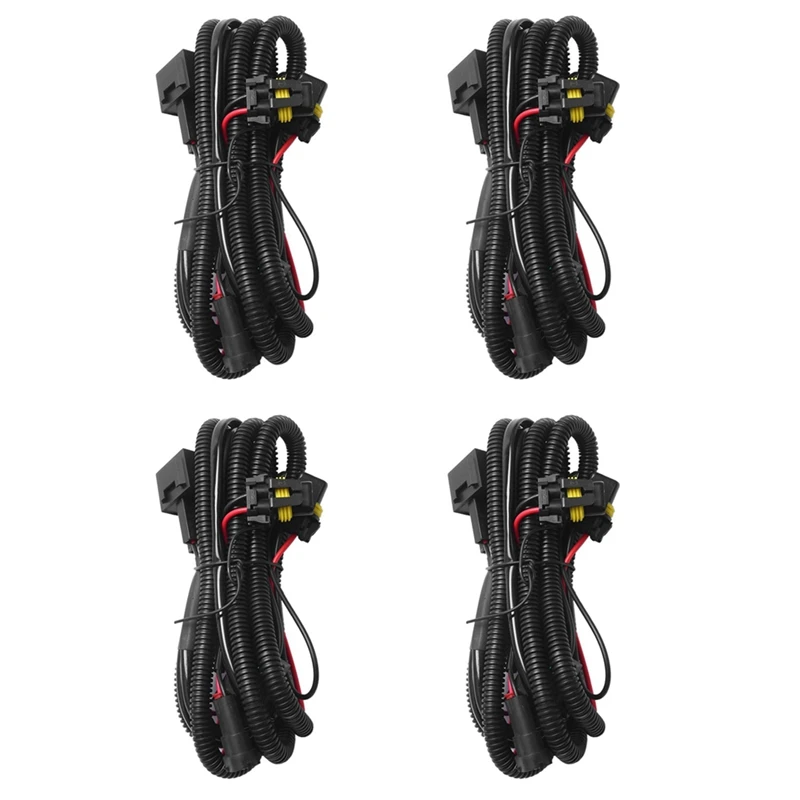 4Pcs Car Fog Light Relay Harness H11 880 Relay Adapter Extension Cable 40A Led Light And Halogen Fog Light Connector