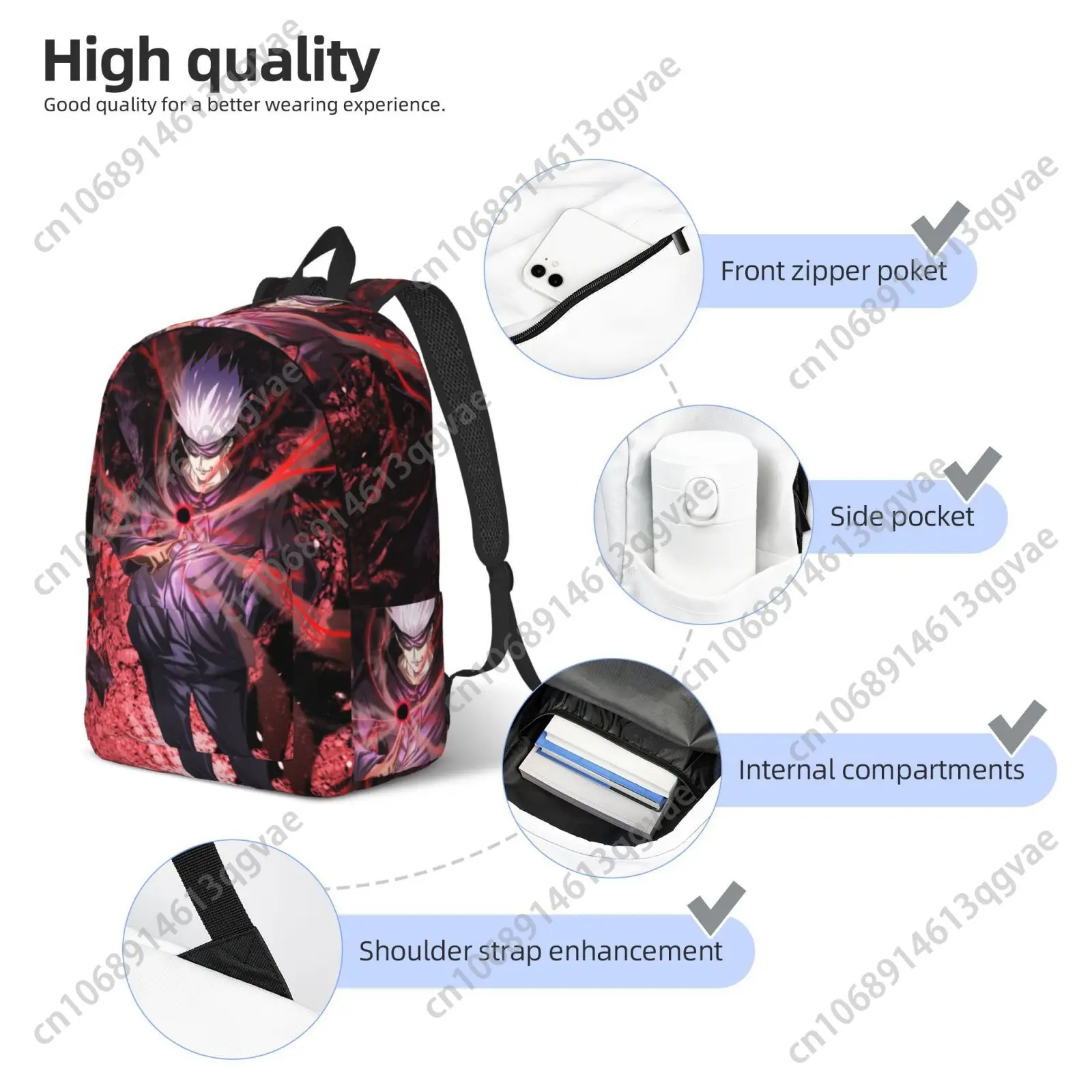 Hot Gojo Satoru Jujutsu Kaisen Custom Canvas Lightweight Backpack Fashion Durable Student Men Women Business Daypack