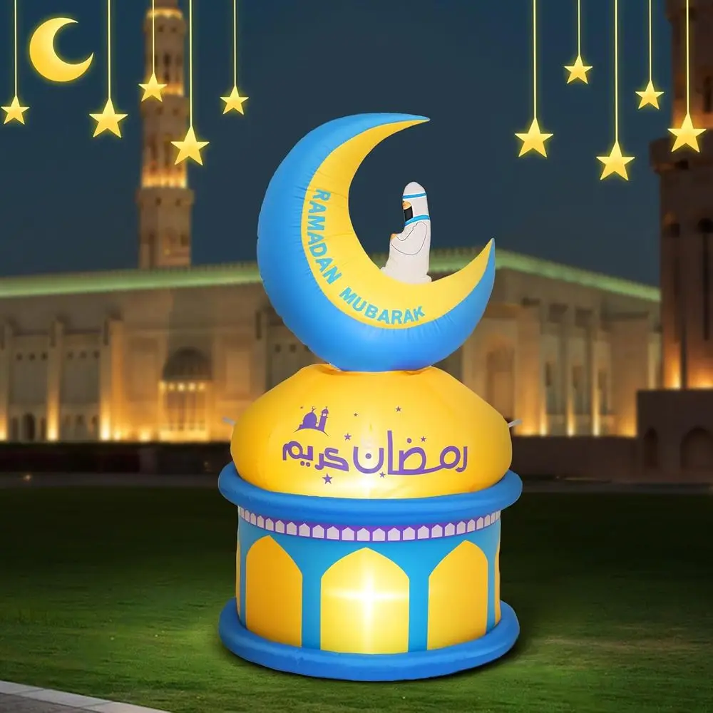 

Надувные уличные украшения в виде Луны высотой 1,5 м, вращающийся надувной Лунный декор «Ид Мубарак», надувной декор для празднования мусульманского священного Рамадана