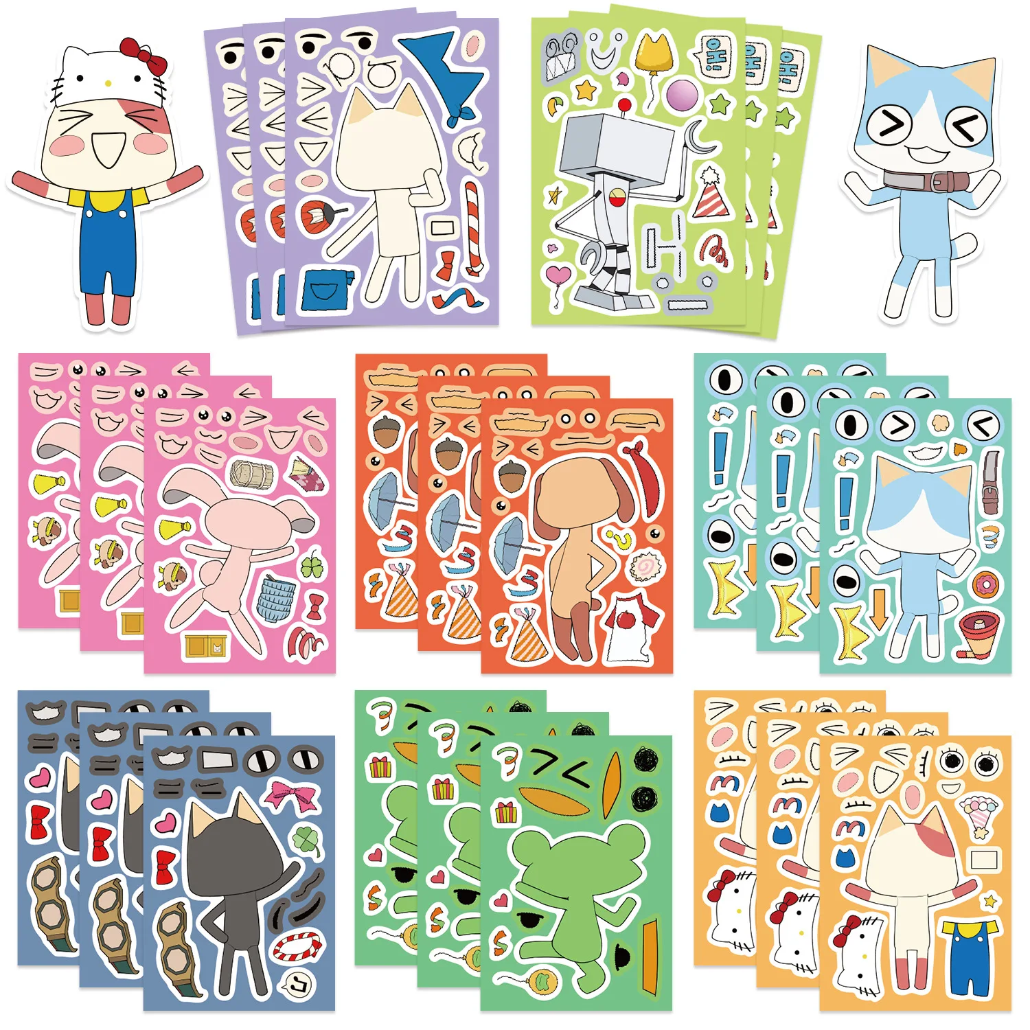 

8/16Sheets Cartoon Cute Inoue toro Puzzle Make a Face Graffiti Sticker Creative Creative Decorative Water Cup Luggage Decal Toy