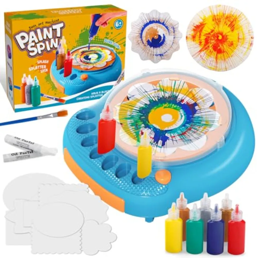 

Spin Art hine for,Paint Spinner Arts and Crafts Kit with 7 Washable Paints and 36 Art Boards, Painting Art Kits for Boys Girls