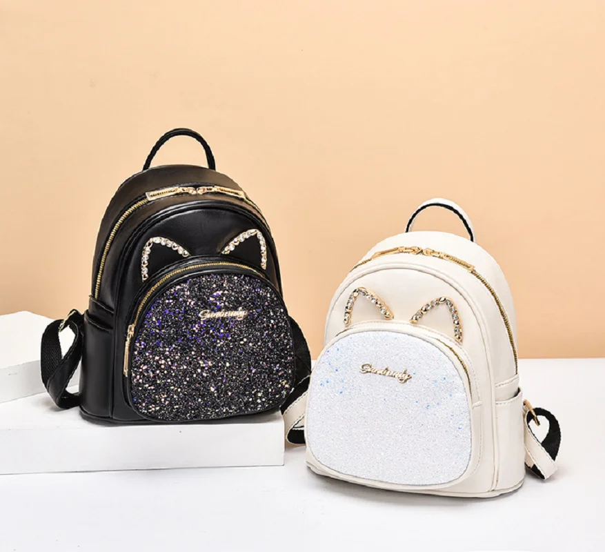 New High Capacity Leather Small Backpacks Women's Fashion Lovely Double Zipper Shoulder Bags Totes Crossbody Bag Backpack